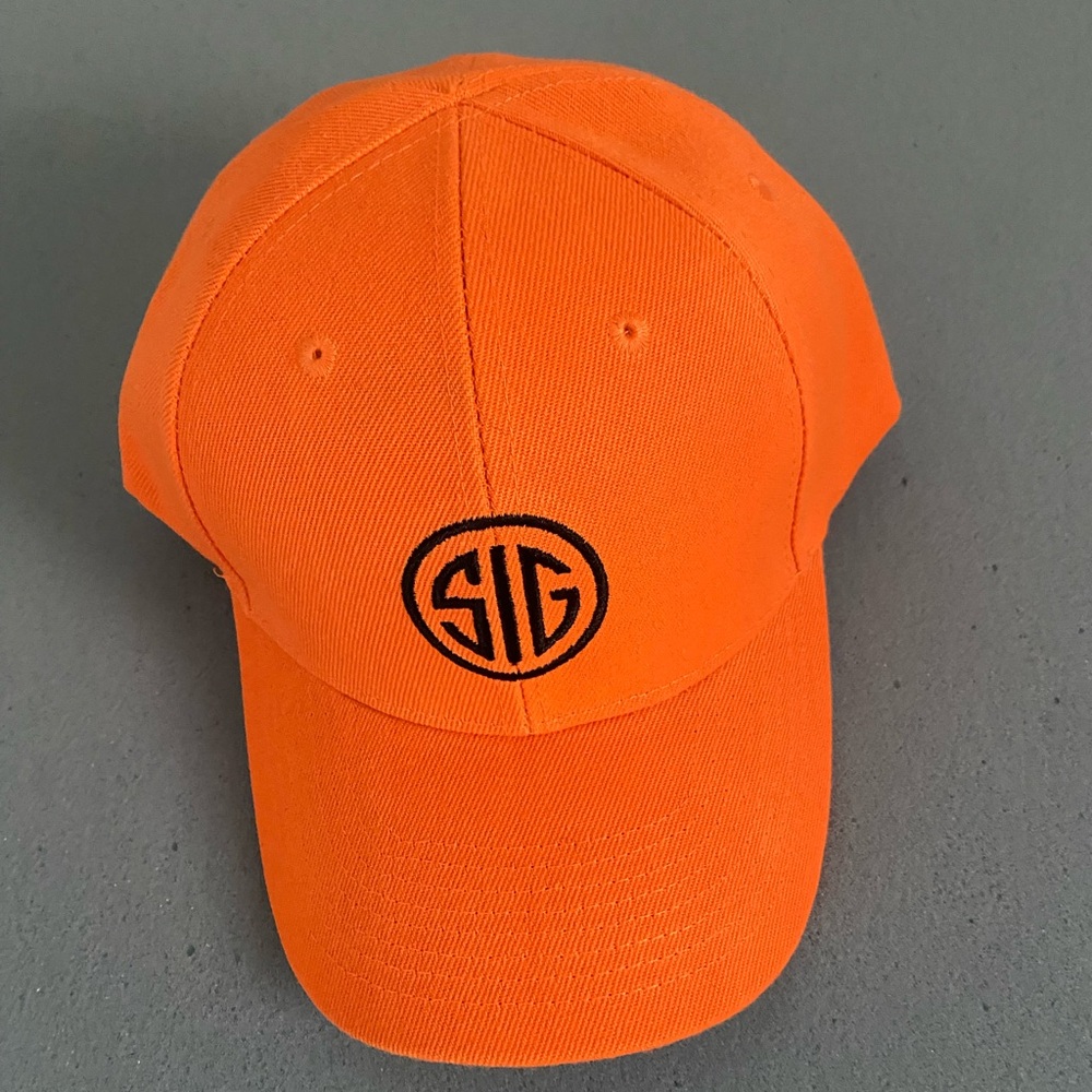 Sig sauer blazing orange hunters snap back hat new!